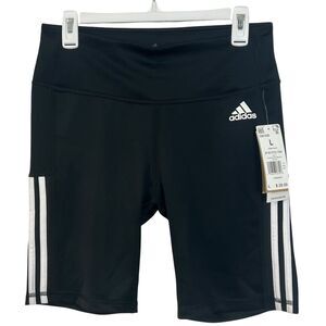 Adidas Cycling Shorts 3S High Rise Training Black White L Activewear Stretch‎